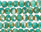 Czech Glass White Cap Sea Picasso Fire Polished Rondelle 6x9mm