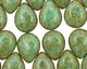 Czech Glass Opaque Turquoise Picasso Teardrop 12x16mm