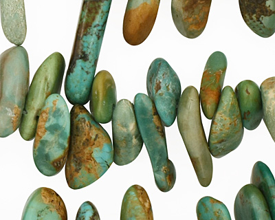 Chinese Turquoise (stab.) Tumbled Nugget Drop 5-10x13-23mm