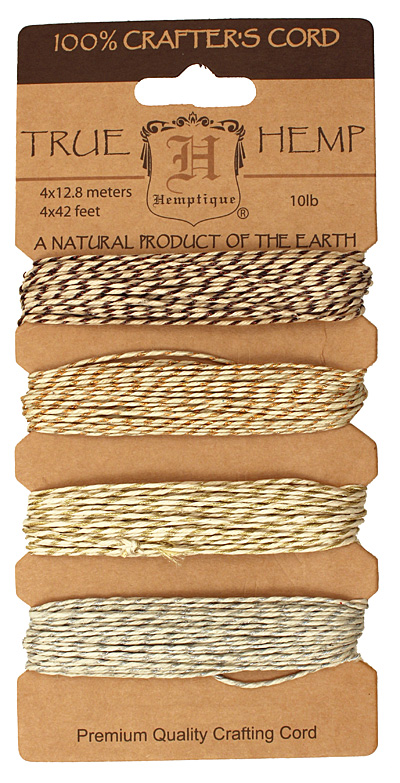 Metallic Vintage Hemp Twine 10 lb, 42 ft x 4 colors