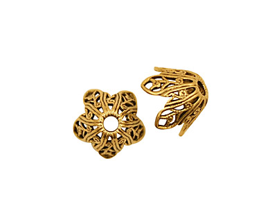 Stampt Antique Gold (plated) Tulip Bead Cap 11x8mm