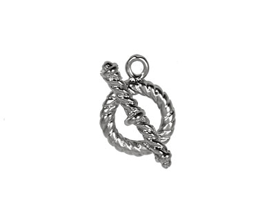 Silver (plated) Multi-Bezel Roped Toggle Clasp 13x17mm, 22x7mm