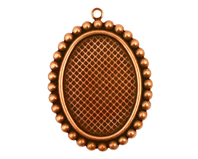 Stampt Antique Copper (plated) Dotted Fringe Oval Setting 18x25mm