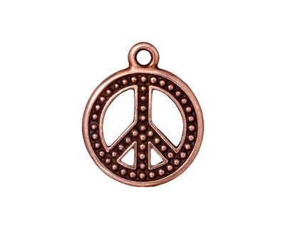 TierraCast Antique Copper (plated) Beaded Peace Pendant 19x23mm