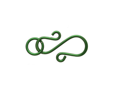 Green Enameled Copper S Clasp 20x13mm, 8mm ring
