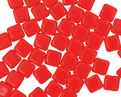 Czech Glass Opaque Red Square 6mm
