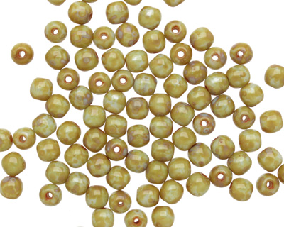 Czech Glass Opaque Blue Picasso Round 4mm