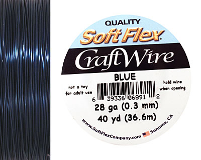 Soft Flex Blue Craft Wire 28 gauge, 40 yards