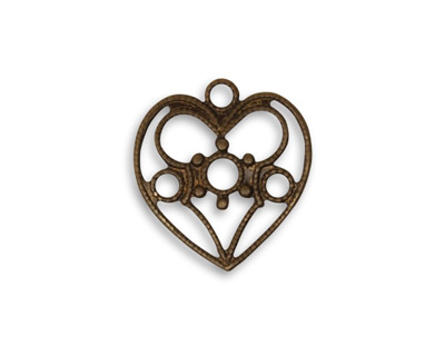 Vintaj Natural Brass Delicate Heart Charm 18x20mm