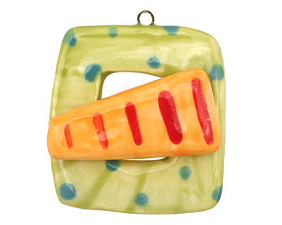 Jangles Ceramic Lime Dots Toggle Clasp 38-40x45-46mm, 38mm bar