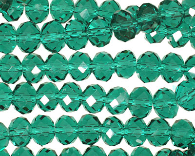 Emerald Crystal Faceted Rondelle 8mm