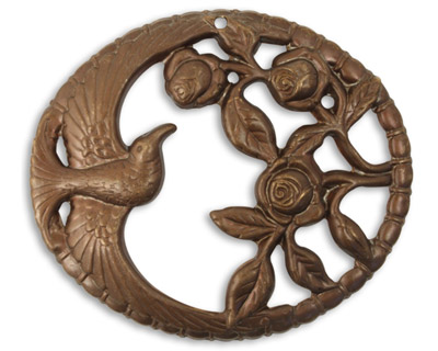 Vintaj Natural Brass Rose Jay 47x41mm