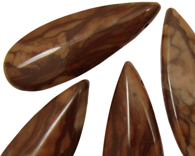 Marbled Coffee Jasper Cut Flat Teardrop 15x38mm