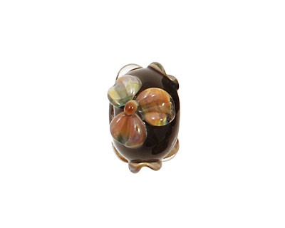 Grace Lampwork Floral Whisper Rondelle 9x14mm