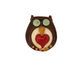 The BeadsNest Lampwork Glass Brown Owl w/ Heart 21-24x19-20mm