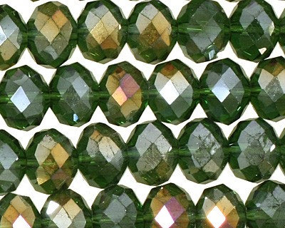 Dark Olivine AB Crystal Faceted Rondelle 8mm