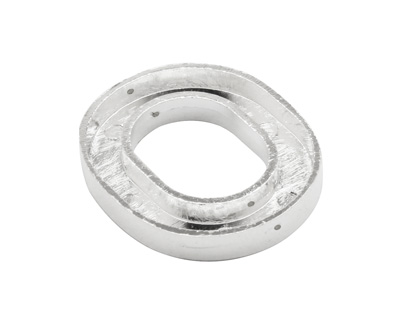 Silver (plated) Smooth Oval (1 channel, 4 hole) Katiedids 29x25mm