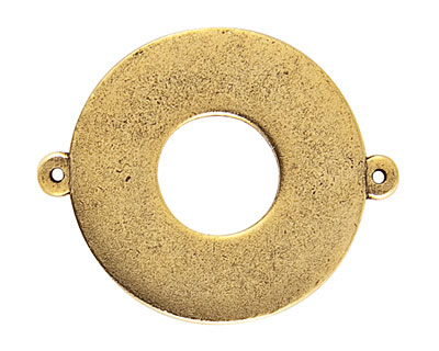 Nunn Design Antique Gold (plated) Flat Grande Circle Tag Toggle Link 38x30mm