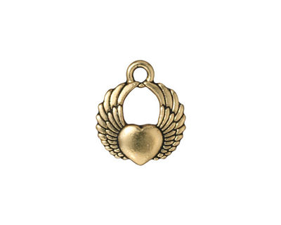 TierraCast Antique Brass (plated) Winged Heart Charm 15x17mm