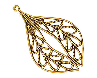 Stampt Antique Gold (plated) Laurel Wreath Pendant 26x42mm