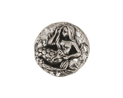 Green Girl Pewter Large Mermaid Button 20mm