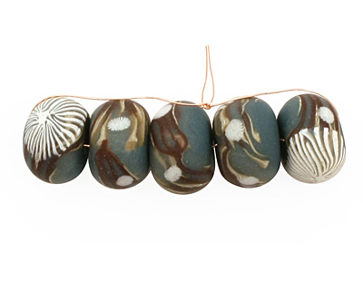 Humble Beads Polymer Clay Teal Branch Disk 8-9x12-13mm