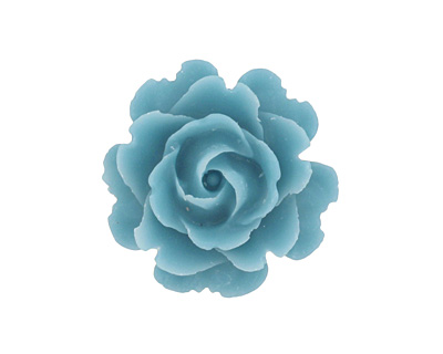 Matte Opaque Capri Blue Lucite Rose Cabochon 23mm