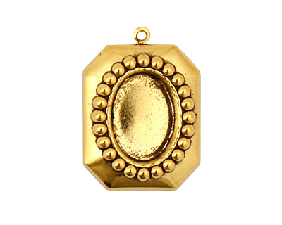 Stampt Antique Gold (plated) Nouveau Beaded Frame Oval Setting 10x14mm