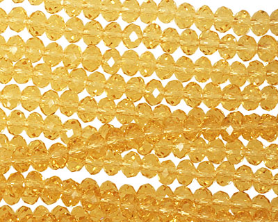 Amber Crystal Faceted Rondelle 4mm