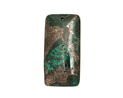 Malachite & Pyrite Rectangle Pendant 30x60mm