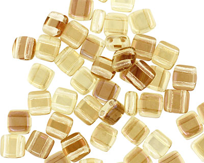 Czech Glass Twilight Jonquil 2-Hole Tile 6mm