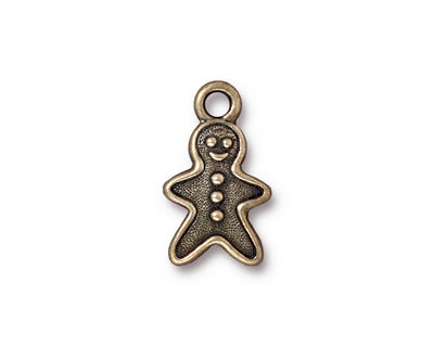 TierraCast Antique Brass (plated) Gingerbread Man Charm 11x19mm