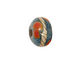 Grace Lampwork Orange Red w/ Dark Green Rondelle 9x14mm