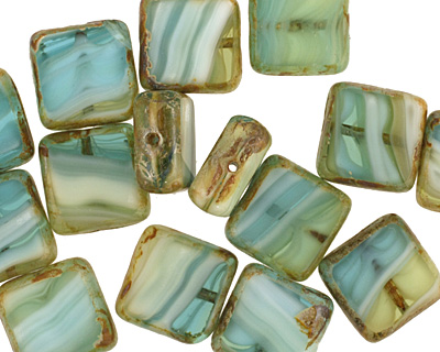 Czech Glass Peruvian Opal Square 10mm