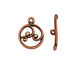Antique Copper (plated) Circle w/ Swirls Toggle Clasp 18x15mm, 21mm bar
