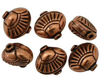 Antique Copper Flat Oval with Shell 14x16mm