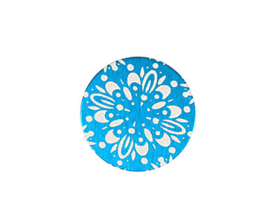 Lillypilly Turquoise Kaleidoscope Anodized Aluminum Disc 19mm, 24 gauge