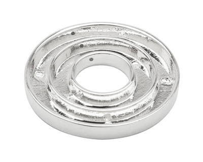 Silver (plated) Open Smooth Round (2 channel, 3 hole) Katiedids 35mm