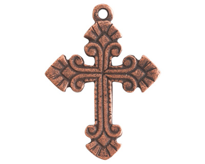 Nunn Design Antique Copper (plated) Large Ornate Cross Charm 26x35mm