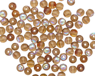 Czech Glass Smoky Topaz AB Round 4mm