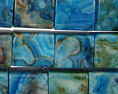 Larimar Blue Crazy Lace Elongated Cube 14x13mm