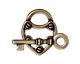 TierraCast Antique Brass (plated) Lock & Key Toggle Clasp 19x24mm, 30mm bar