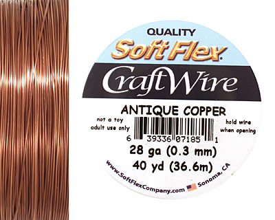 Soft Flex Non-Tarnish Antique Copper Craft Wire 28 gauge, 40 yards