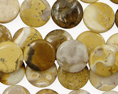 Yellow Conglomerate Jasper Puff Coin 12mm