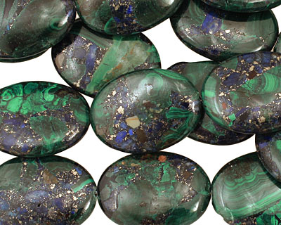 Azurite Malachite Flat Oval 30x22mm
