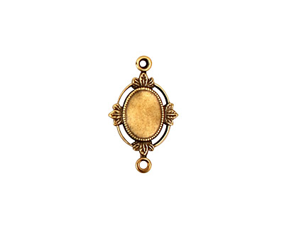 Stampt Antique Brass Floral Sprig Connector Oval Setting 6x8mm