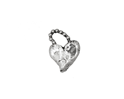 Rustic Charms Sterling Silver Beaded Heart Charm 11x16mm