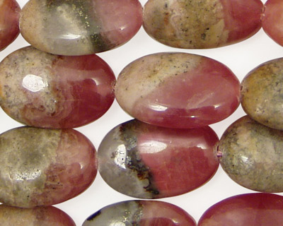 Peru Rhodochrosite Flat Oval 20-24x13-14mm