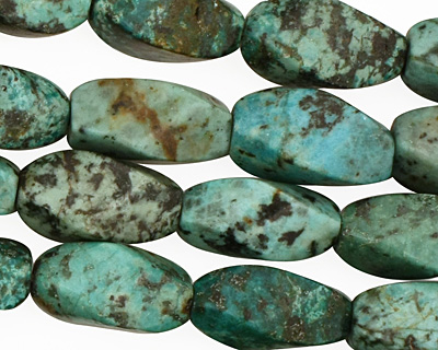 African Turquoise Twisted 4 Sided Rice 17x9mm