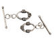 Antique Silver (plated) Oval Toggle Clasp with 3 Coils 18x14mm, 28mm bar